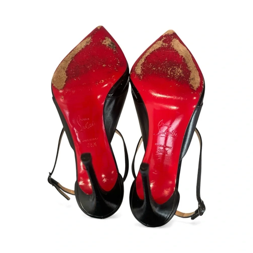 Christian Louboutin Crissos Black Strappy Patent 100mm Pumps Size 38.5 With Box - Picture 5 of 6